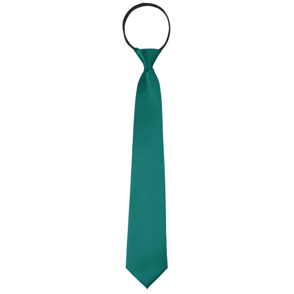 Zipper Ties Pre-Tied Necktie Satin Shine Solid Color Tie Neck Dark Green